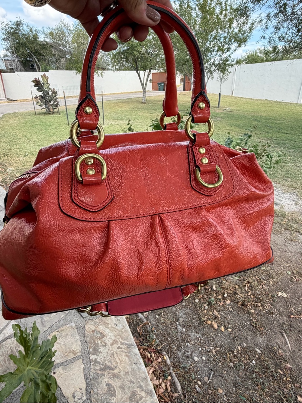 Coach Madison Sabrina 12957 Coral Patent Leather Satchel NWT Tags - Picture 3 of 10